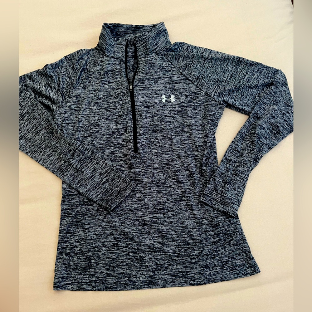 Under Armour half zip work out top, black/white. Size M
